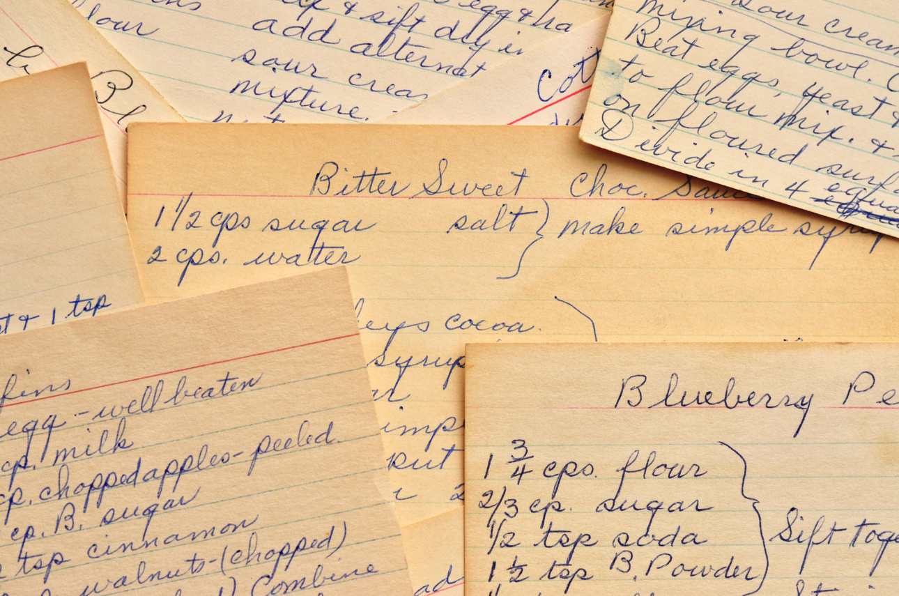 Vintage Handwritten Recipe Cards for Baked Desserts